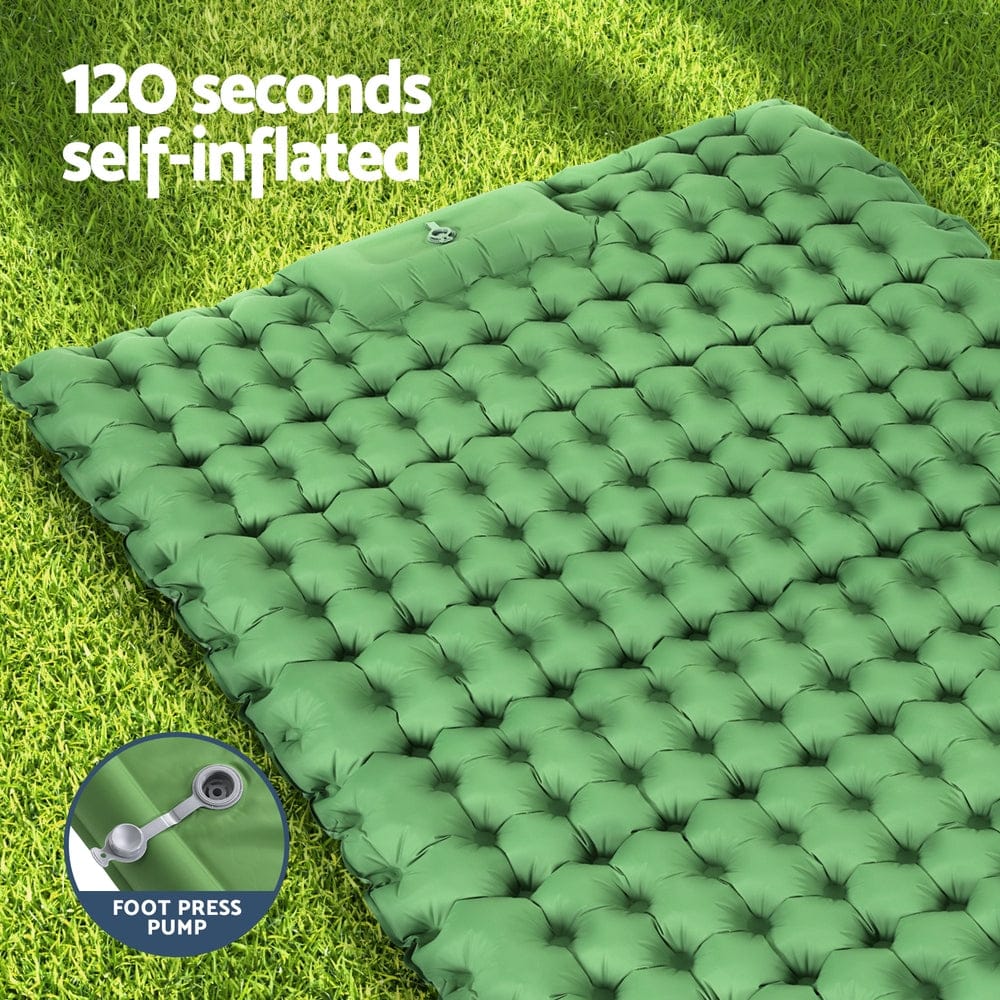 Weisshorn Outdoor Recreation > Camping > Inflatable Mattresses Weisshorn Self Inflating Mattress Camping Sleeping Mat Air Bed Pad Double Pillow