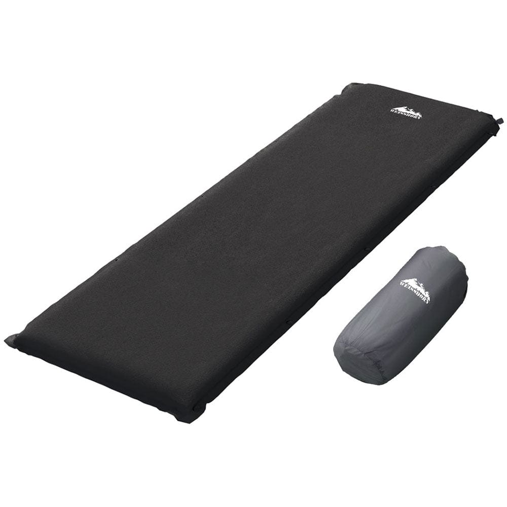 Weisshorn Outdoor Recreation > Camping > Inflatable Mattresses Weisshorn Self Inflating Mattress Camping Sleeping Mat Air Bed Pad Single Black