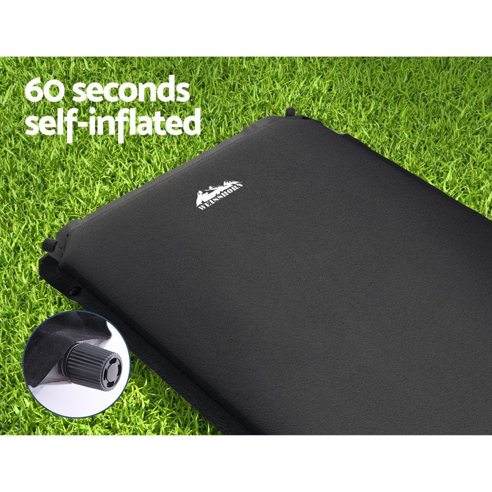Weisshorn Outdoor Recreation > Camping > Inflatable Mattresses Weisshorn Self Inflating Mattress Camping Sleeping Mat Air Bed Pad Single Black
