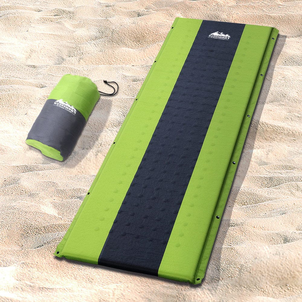 Weisshorn Outdoor Recreation > Camping > Inflatable Mattresses Weisshorn Self Inflating Mattress Camping Sleeping Mat Air Bed Pad Single Green
