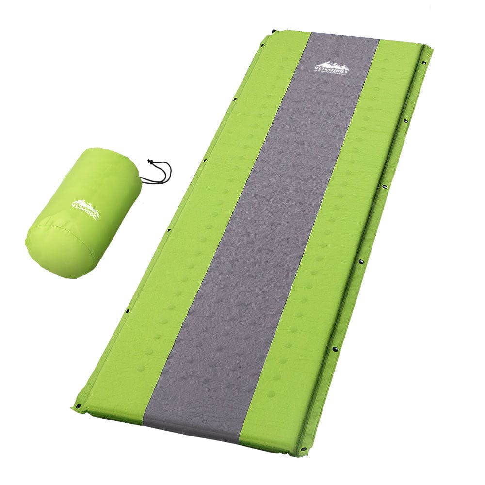 Weisshorn Outdoor Recreation > Camping > Inflatable Mattresses Weisshorn Self Inflating Mattress Camping Sleeping Mat Air Bed Pad Single Green