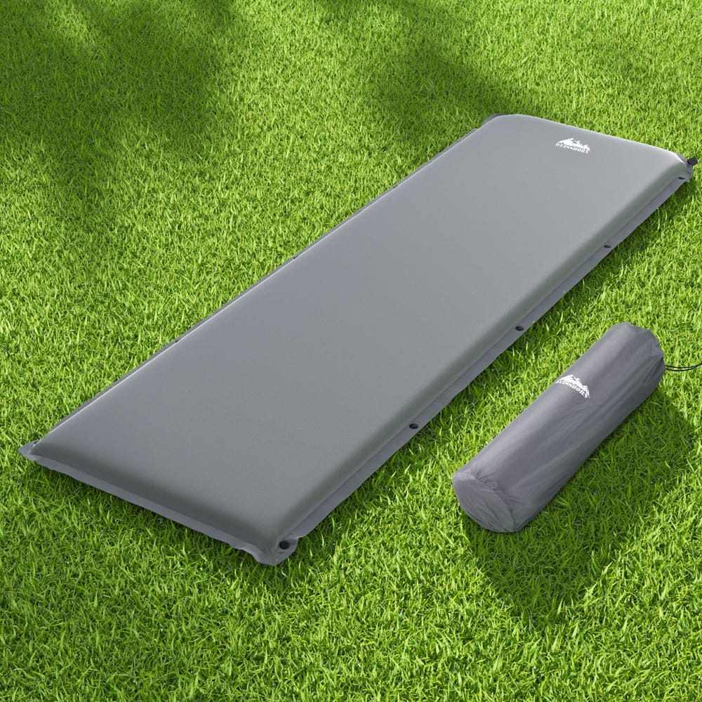 Weisshorn Outdoor Recreation > Camping > Inflatable Mattresses Weisshorn Self Inflating Mattress Camping Sleeping Mat Air Bed Pad Single Grey