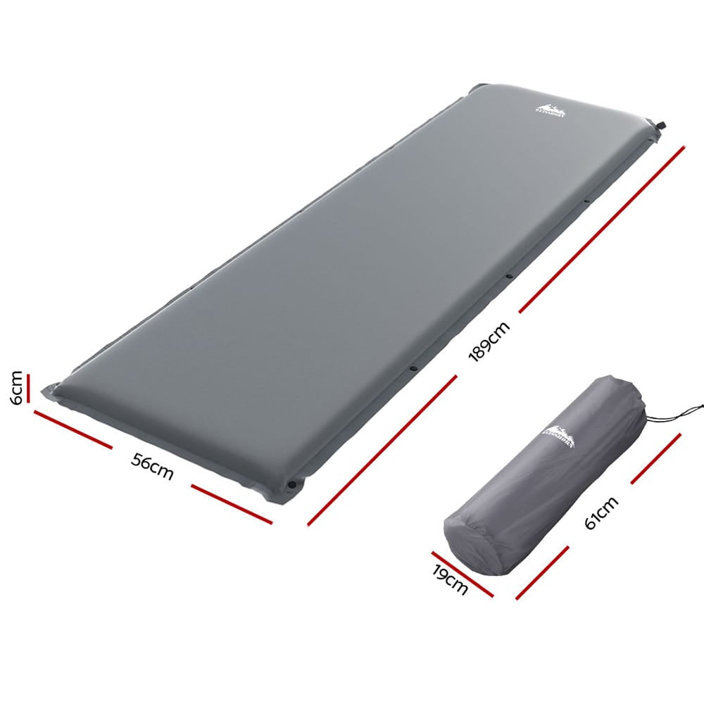 Weisshorn Outdoor Recreation > Camping > Inflatable Mattresses Weisshorn Self Inflating Mattress Camping Sleeping Mat Air Bed Pad Single Grey