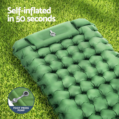 Weisshorn Outdoor Recreation > Camping > Inflatable Mattresses Weisshorn Self Inflating Mattress Camping Sleeping Mat Air Bed Pad Single Pillow