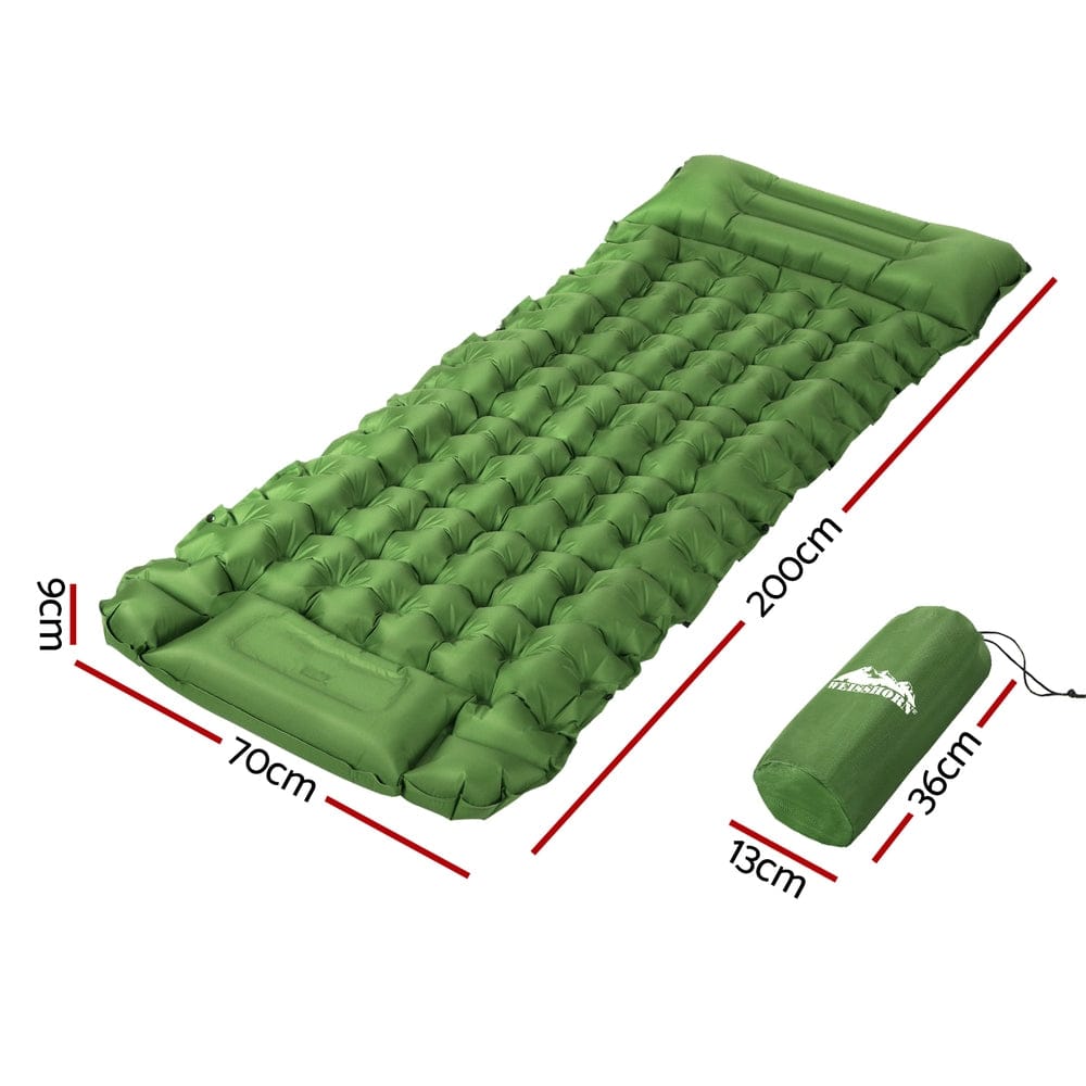 Weisshorn Outdoor Recreation > Camping > Inflatable Mattresses Weisshorn Self Inflating Mattress Camping Sleeping Mat Air Bed Pad Single Pillow