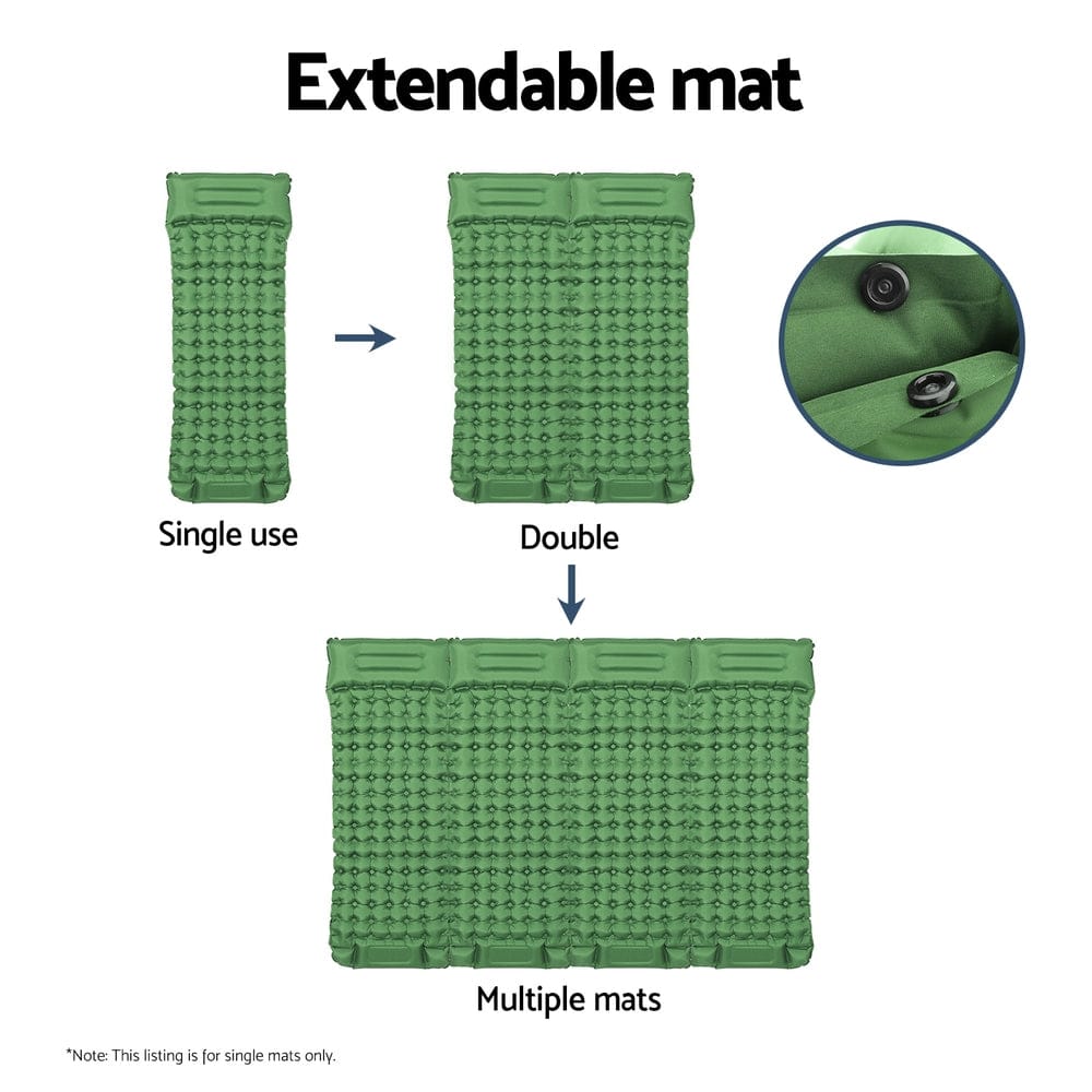 Weisshorn Outdoor Recreation > Camping > Inflatable Mattresses Weisshorn Self Inflating Mattress Camping Sleeping Mat Air Bed Pad Single Pillow