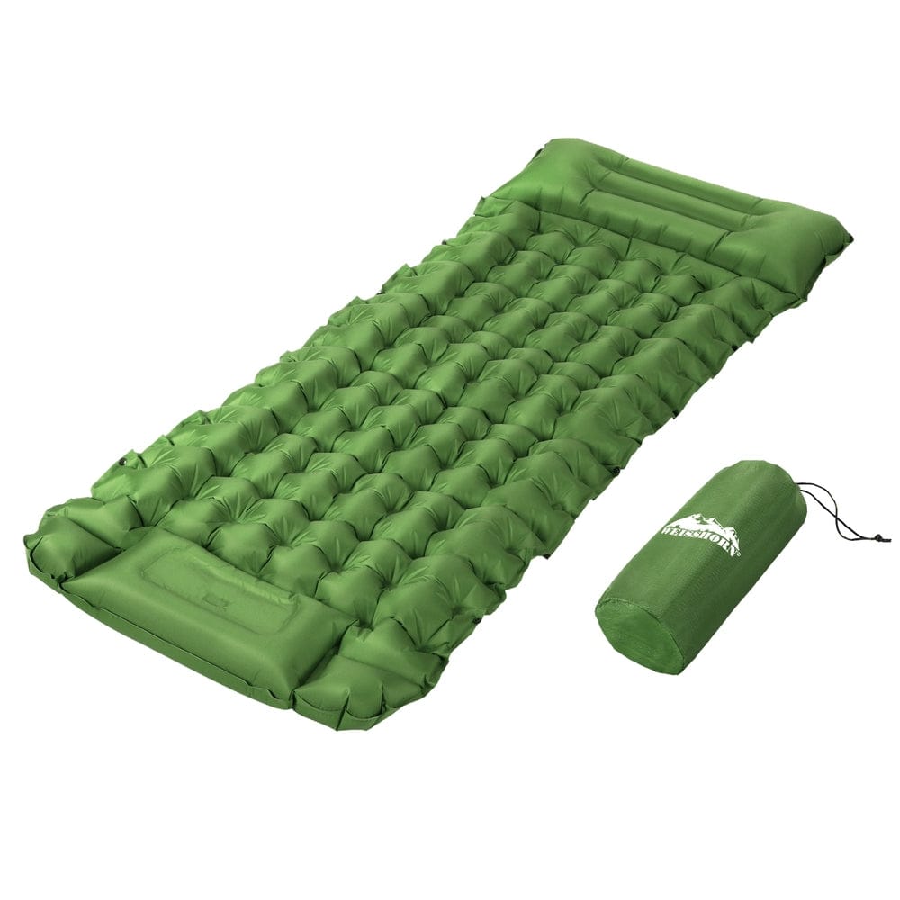 Weisshorn Outdoor Recreation > Camping > Inflatable Mattresses Weisshorn Self Inflating Mattress Camping Sleeping Mat Air Bed Pad Single Pillow