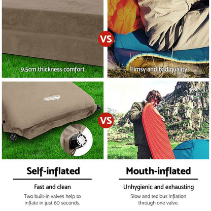 Weisshorn Outdoor Recreation > Camping > Inflatable Mattresses Weisshorn Self Inflating Mattress Camping Sleeping Mat Air Bed Single Coffee