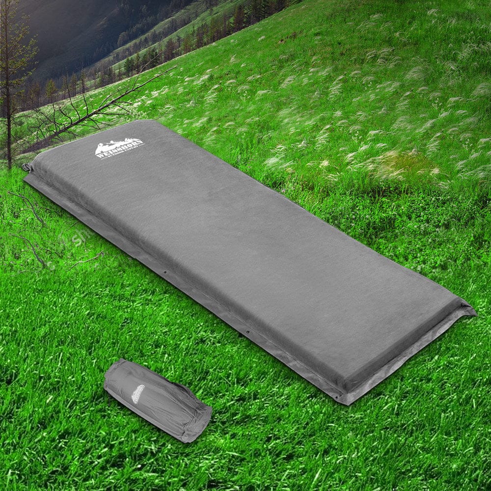 Weisshorn Outdoor Recreation > Camping > Inflatable Mattresses Weisshorn Self Inflating Mattress Camping Sleeping Mat Air Bed Single Grey