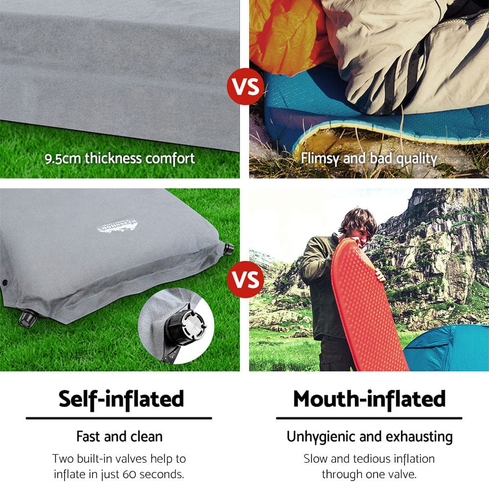 Weisshorn Outdoor Recreation > Camping > Inflatable Mattresses Weisshorn Self Inflating Mattress Camping Sleeping Mat Air Bed Single Grey