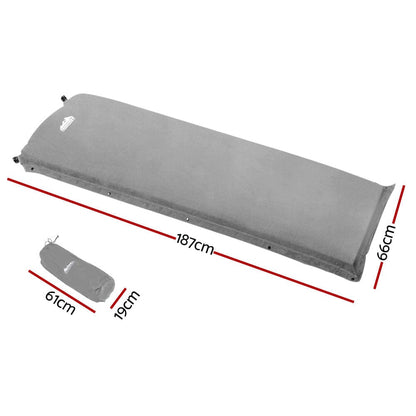 Weisshorn Outdoor Recreation > Camping > Inflatable Mattresses Weisshorn Self Inflating Mattress Camping Sleeping Mat Air Bed Single Grey