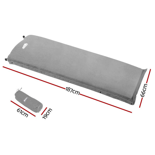 Weisshorn Outdoor Recreation > Camping > Inflatable Mattresses Weisshorn Self Inflating Mattress Camping Sleeping Mat Air Bed Single Grey