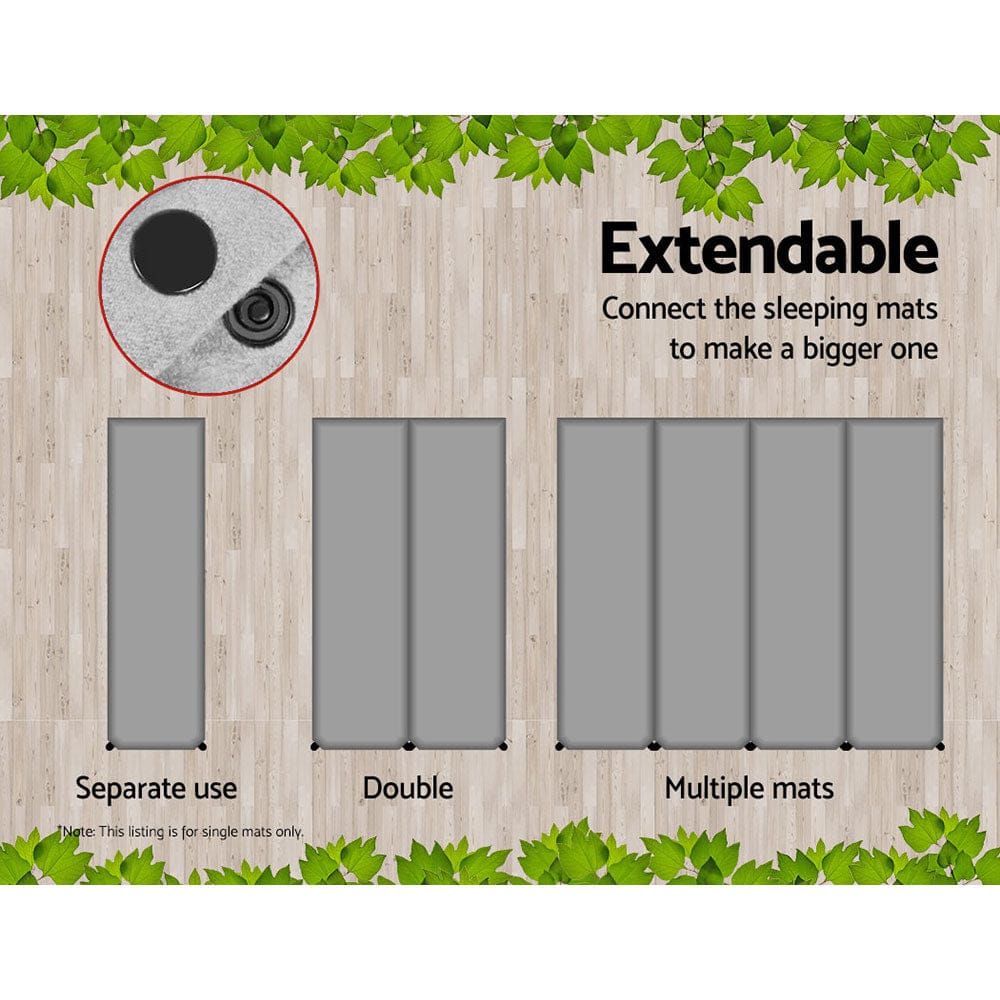 Weisshorn Outdoor Recreation > Camping > Inflatable Mattresses Weisshorn Self Inflating Mattress Camping Sleeping Mat Air Bed Single Grey