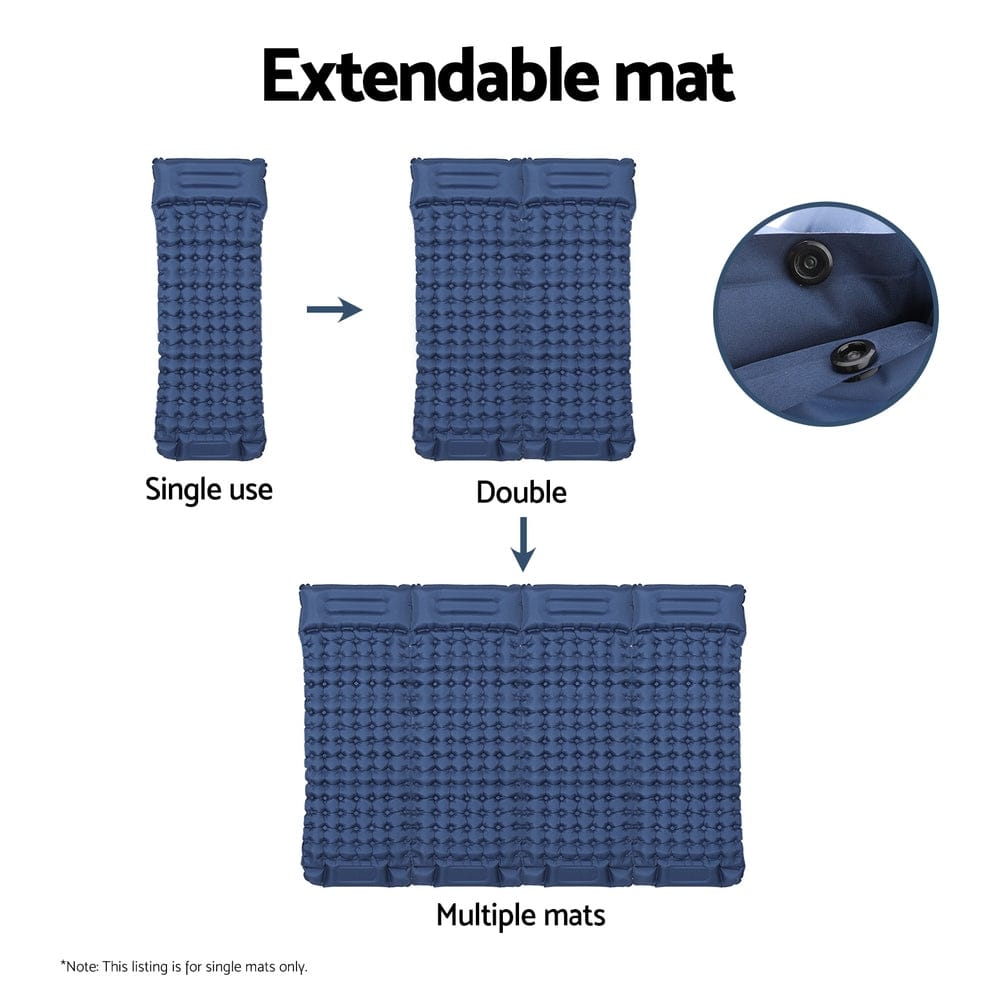 Weisshorn Outdoor Recreation > Camping > Inflatable Mattresses Weisshorn Self Inflating Mattress Camping Sleeping Mat Air Bed Single Pillow Bag