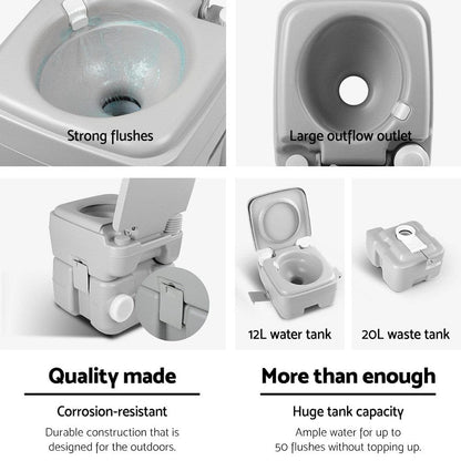 Weisshorn Outdoor Recreation > Camping > Portable Toilets & Showers Weisshorn 20L Portable Camping Toilet Outdoor Flush Potty Boating