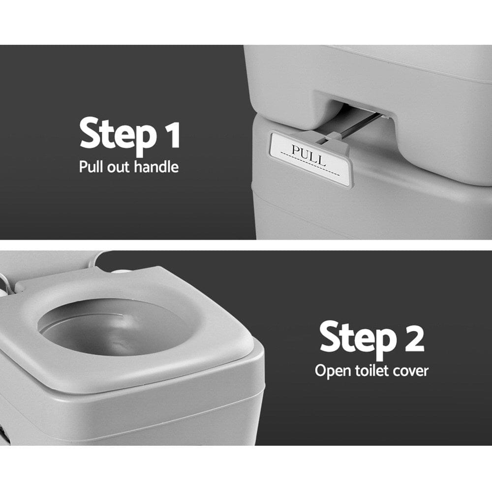 Weisshorn Outdoor Recreation > Camping > Portable Toilets & Showers Weisshorn 20L Portable Camping Toilet Outdoor Flush Potty Boating