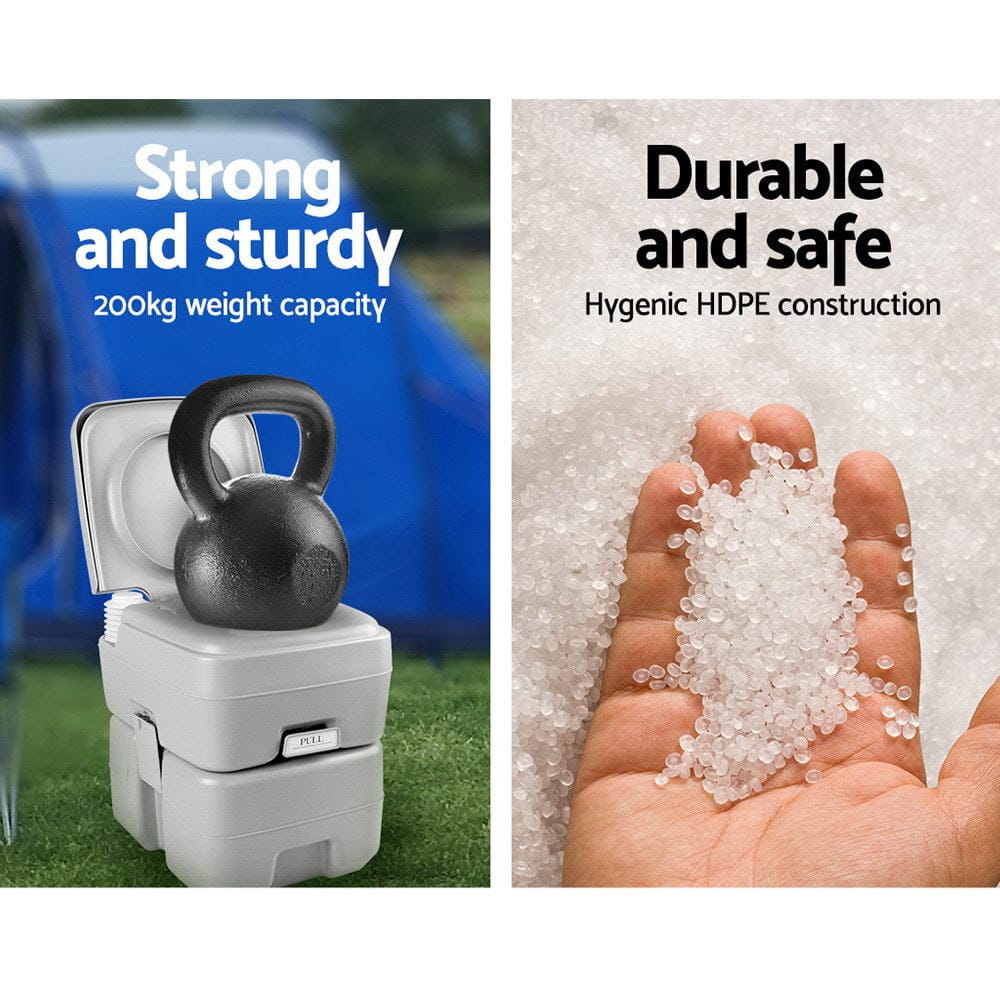 Weisshorn Outdoor Recreation > Camping > Portable Toilets & Showers Weisshorn 20L Portable Camping Toilet Outdoor Flush Potty Boating