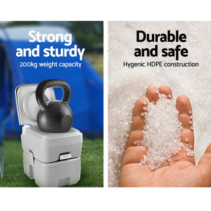 Weisshorn Outdoor Recreation > Camping > Portable Toilets & Showers Weisshorn 20L Portable Camping Toilet Outdoor Flush Potty Boating