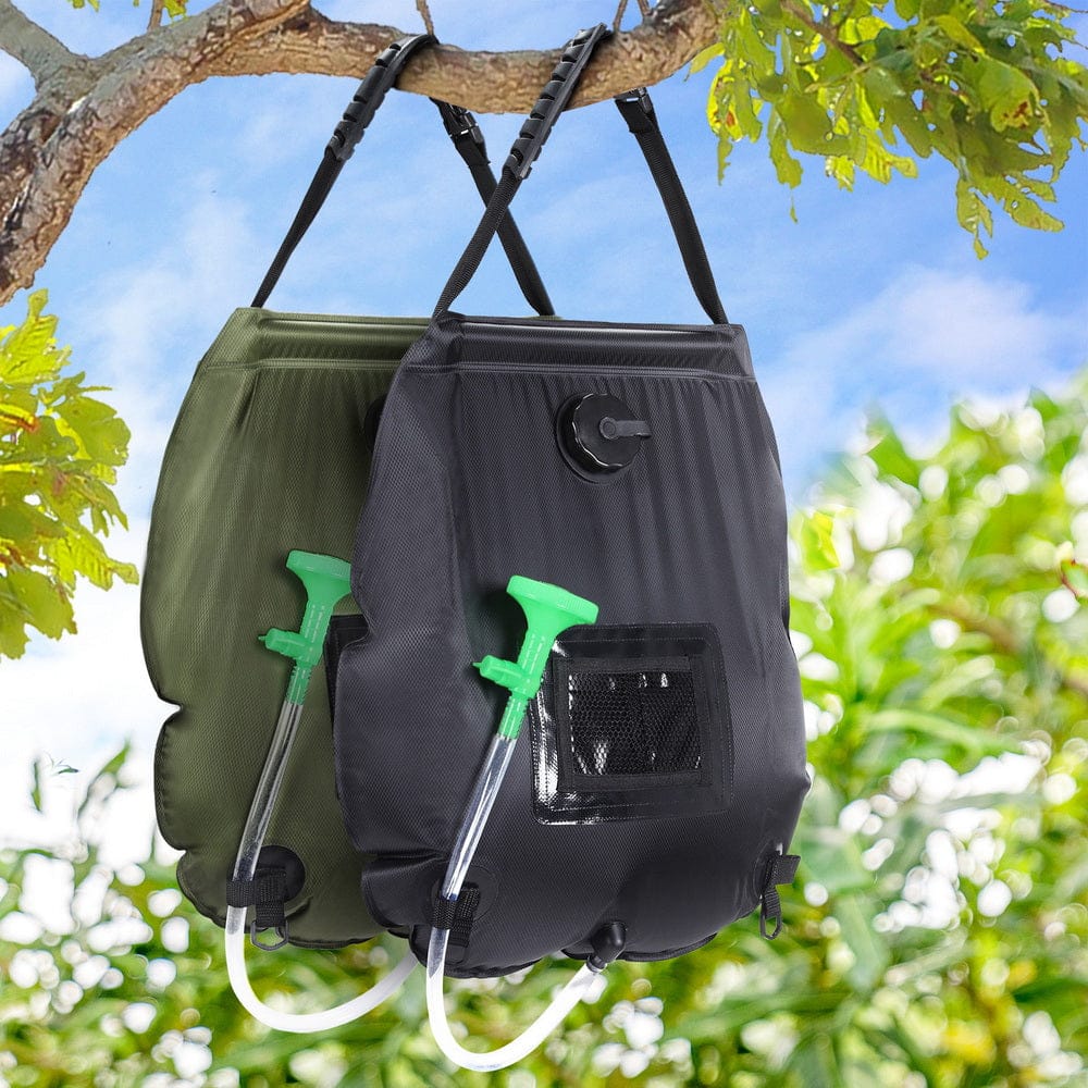 Weisshorn Outdoor Recreation > Camping > Portable Toilets & Showers Weisshorn Camping Shower Bag 20L Set of 2 Portable Green Black