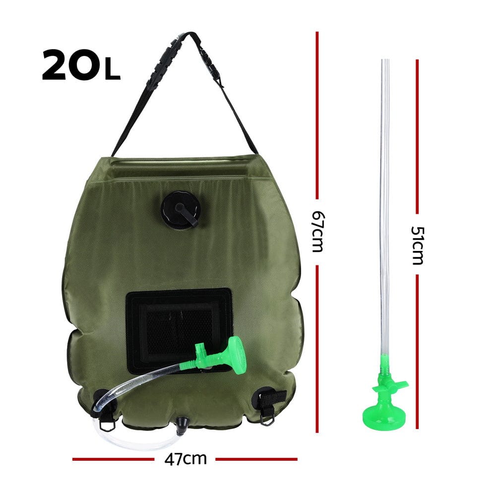 Weisshorn Outdoor Recreation > Camping > Portable Toilets & Showers Weisshorn Camping Shower Bag 20L Set of 2 Portable Green Black