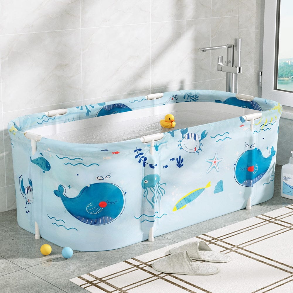 Weisshorn Outdoor Recreation > Camping > Portable Toilets & Showers Weisshorn Foldable Bathtub PVC Spa Bucket Inflatable Cushion 134x65cm Blue