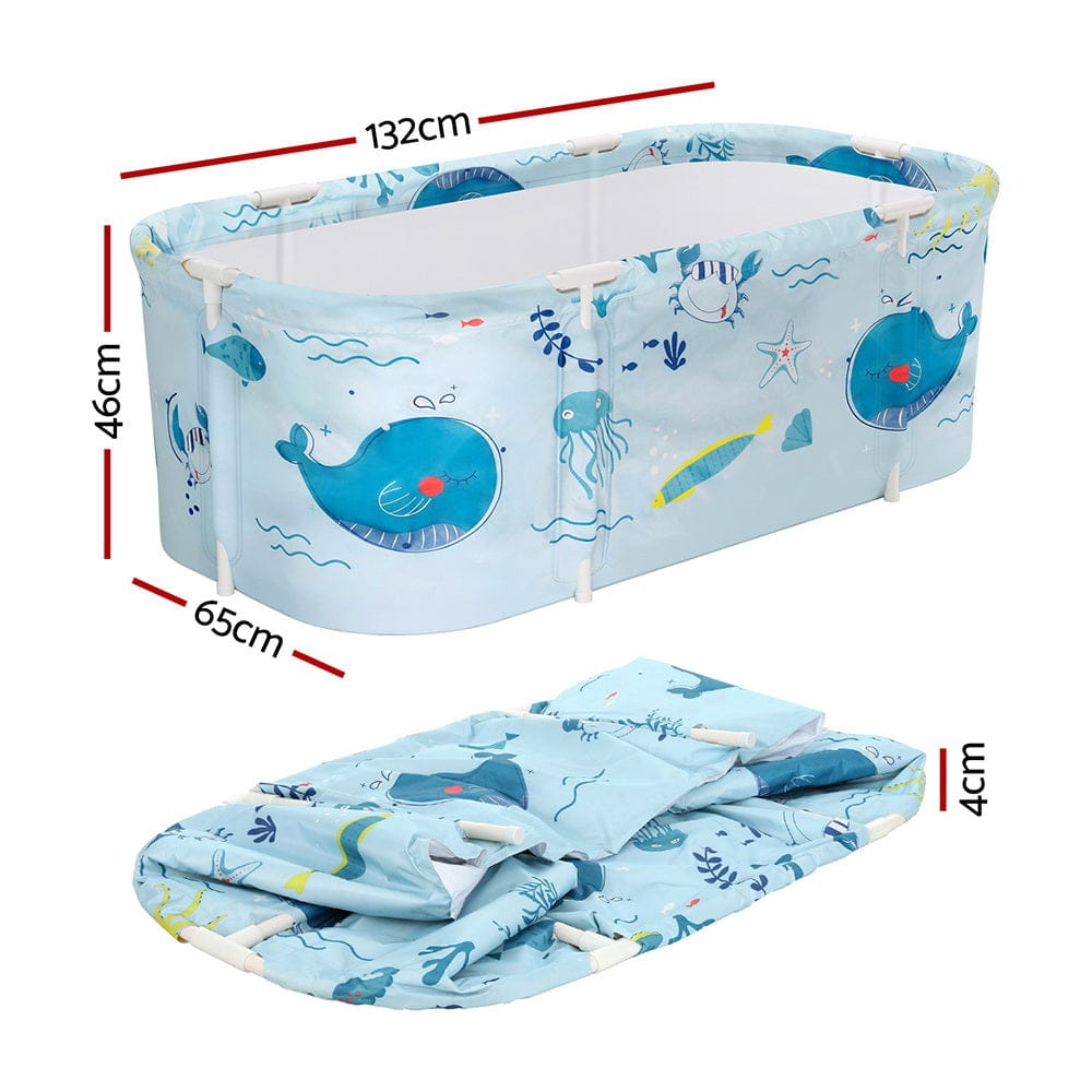 Weisshorn Outdoor Recreation > Camping > Portable Toilets & Showers Weisshorn Foldable Bathtub PVC Spa Bucket Inflatable Cushion 134x65cm Blue