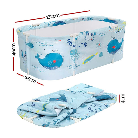Weisshorn Outdoor Recreation > Camping > Portable Toilets & Showers Weisshorn Foldable Bathtub PVC Spa Bucket Inflatable Cushion 134x65cm Blue