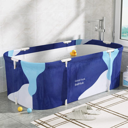 Weisshorn Outdoor Recreation > Camping > Portable Toilets & Showers Weisshorn Foldable Bathtub PVC Spa Bucket Inflatable Cushion 134x65cm Navy Blue