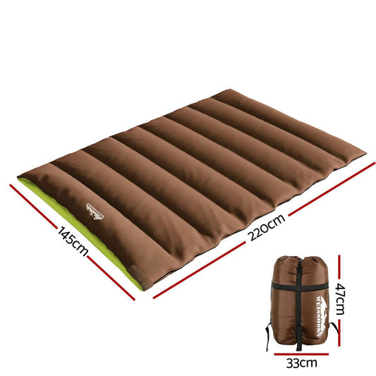 Weisshorn Outdoor Recreation > Camping > Sleeping Bags Weisshorn Sleeping Bag Double Bags Thermal Camping Hiking Tent Brown -5°C