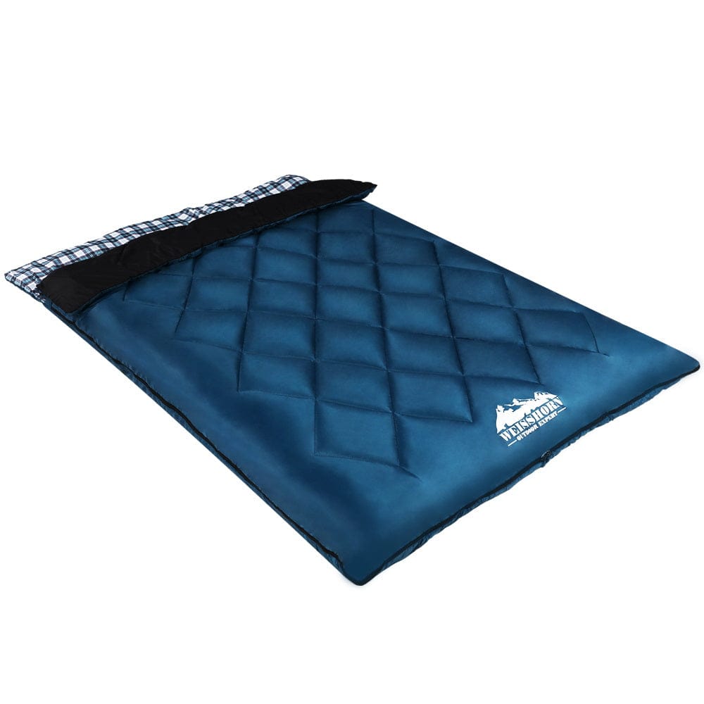 Weisshorn Outdoor Recreation > Camping > Sleeping Bags Weisshorn Sleeping Bag Double Pillow Thermal Camping Hiking Tent Blue -10&deg;C