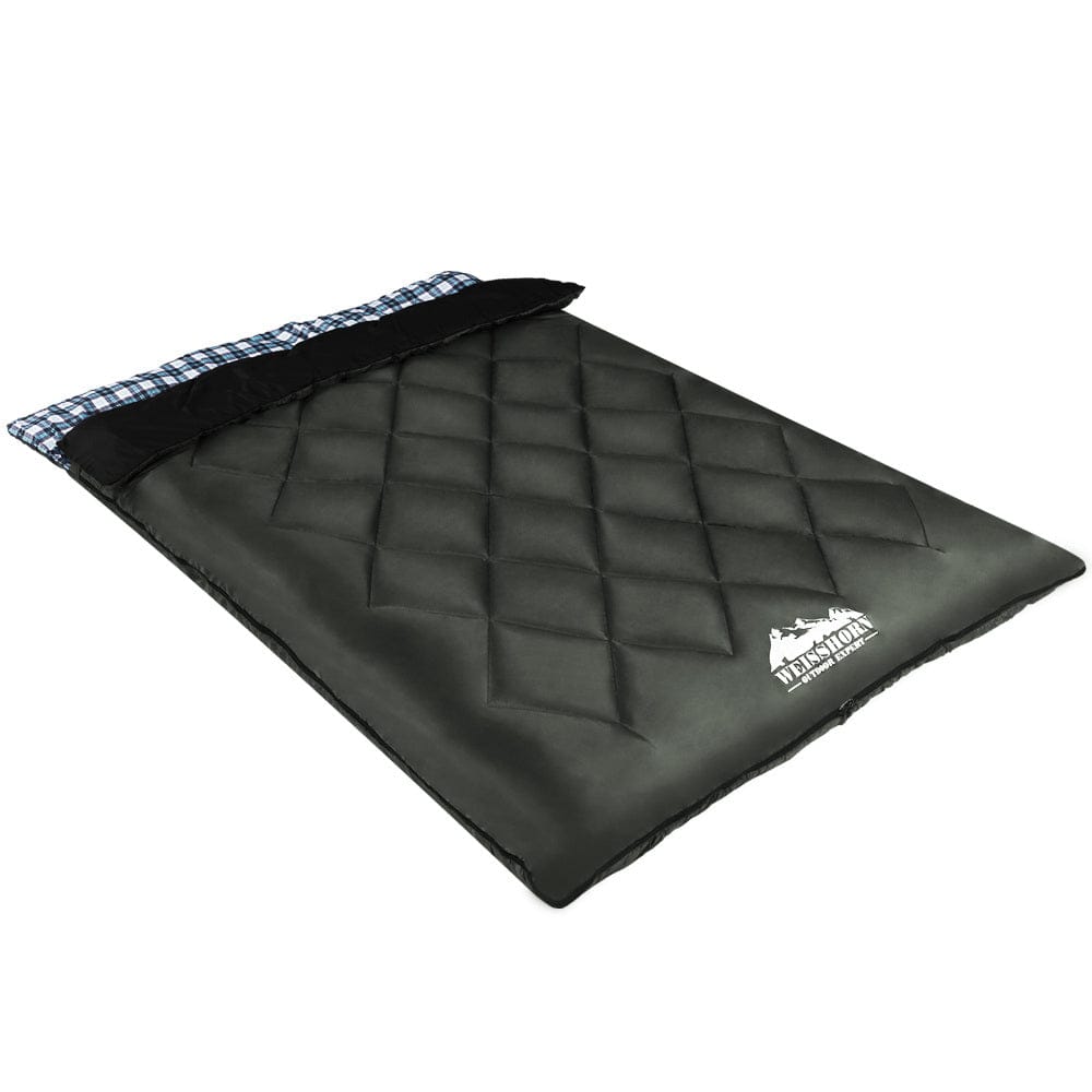 Weisshorn Outdoor Recreation > Camping > Sleeping Bags Weisshorn Sleeping Bag Double Pillow Thermal Camping Hiking Tent Grey -10&deg;C