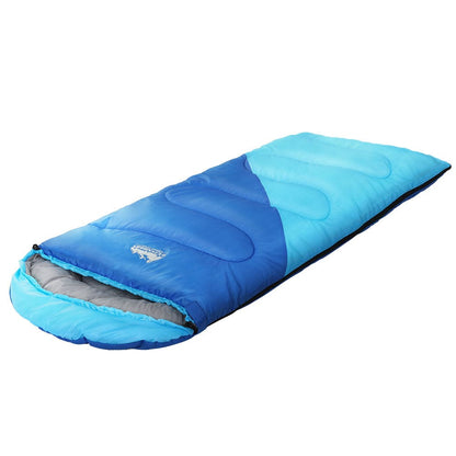 Weisshorn Outdoor Recreation > Camping > Sleeping Bags Weisshorn Sleeping Bag Kids Single 172cm Thermal Camping Hiking Blue