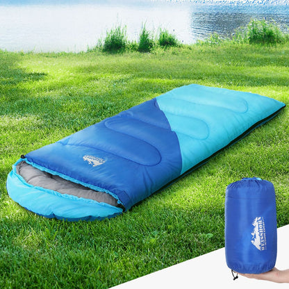 Weisshorn Outdoor Recreation > Camping > Sleeping Bags Weisshorn Sleeping Bag Kids Single 172cm Thermal Camping Hiking Blue