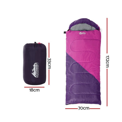 Weisshorn Outdoor Recreation > Camping > Sleeping Bags Weisshorn Sleeping Bag Kids Single 172cm Thermal Camping Hiking Pink