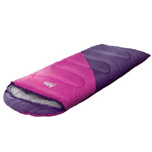Weisshorn Outdoor Recreation > Camping > Sleeping Bags Weisshorn Sleeping Bag Kids Single 172cm Thermal Camping Hiking Pink