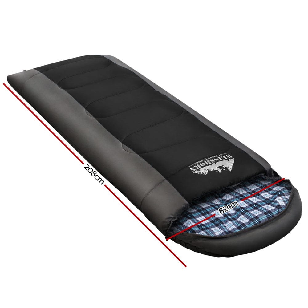 Weisshorn Outdoor Recreation > Camping > Sleeping Bags Weisshorn Sleeping Bag Single Thermal Camping Hiking Tent Black  -20°C