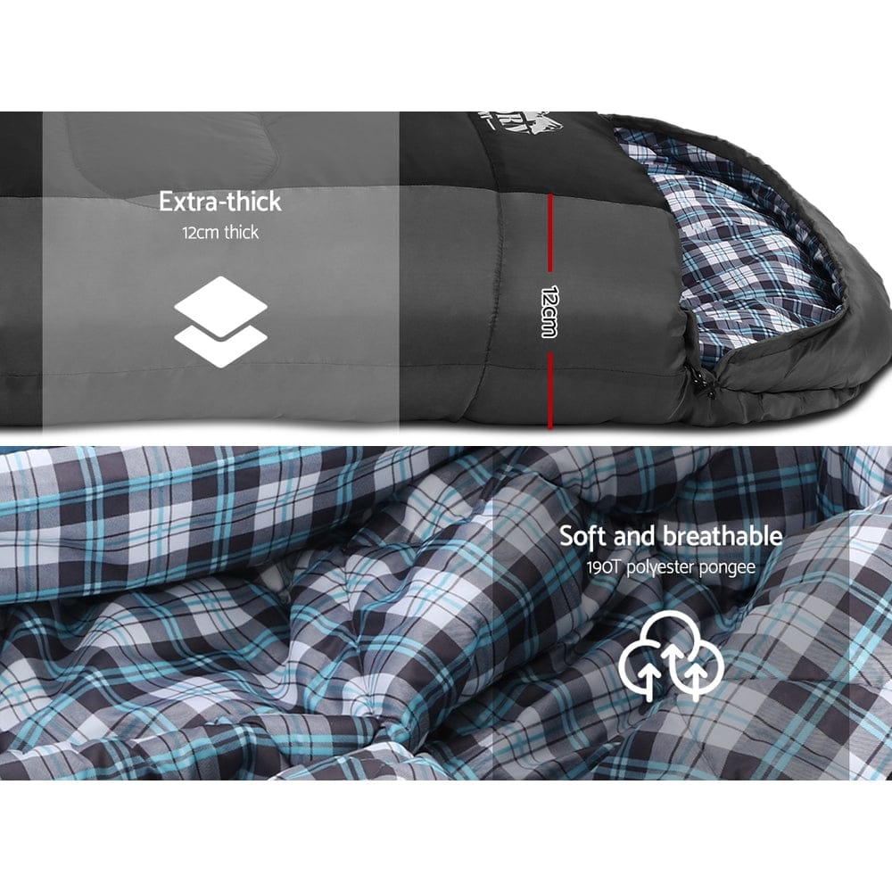 Weisshorn Outdoor Recreation > Camping > Sleeping Bags Weisshorn Sleeping Bag Single Thermal Camping Hiking Tent Black  -20°C
