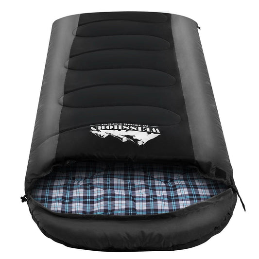 Weisshorn Outdoor Recreation > Camping > Sleeping Bags Weisshorn Sleeping Bag Single Thermal Camping Hiking Tent Black  -20°C