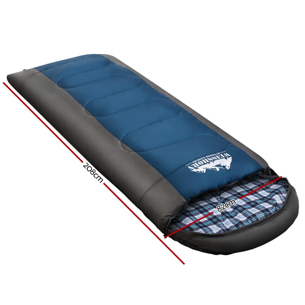 Weisshorn Outdoor Recreation > Camping > Sleeping Bags Weisshorn Sleeping Bag Single Thermal Camping Hiking Tent Blue -20°C