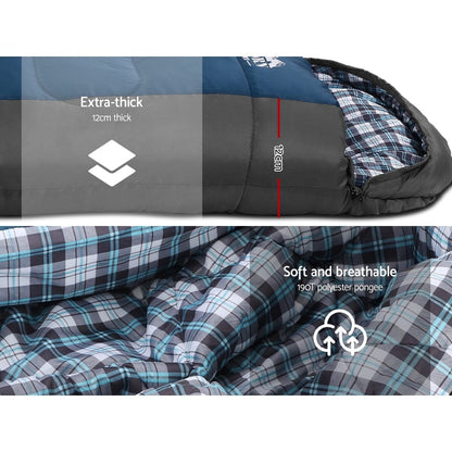 Weisshorn Outdoor Recreation > Camping > Sleeping Bags Weisshorn Sleeping Bag Single Thermal Camping Hiking Tent Blue -20°C