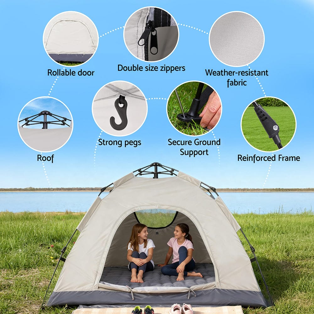 Weisshorn Outdoor Recreation > Camping > Tents Weisshorn Camping Tent Instant Tent Pop up 2 Person Outdoor Hiking Tents Hiking Beige