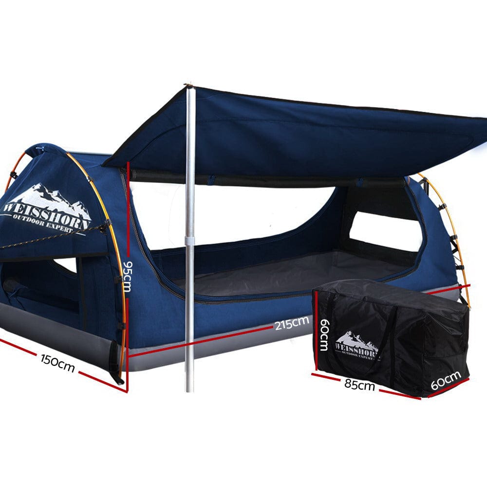 Weisshorn Outdoor Recreation > Camping > Tents Weisshorn Double Swag Camping Swags Canvas Free Standing Dome Tent Dark Blue