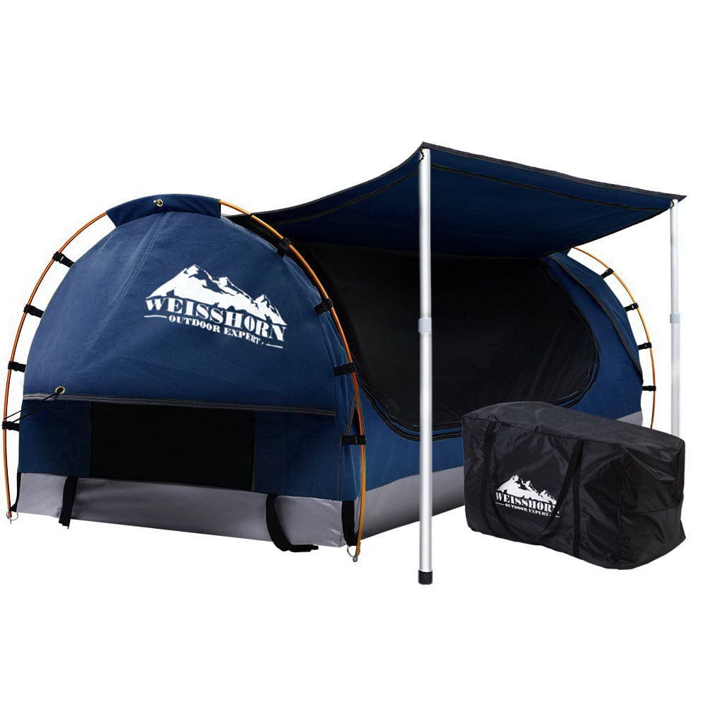 Weisshorn Outdoor Recreation > Camping > Tents Weisshorn Double Swag Camping Swags Canvas Free Standing Dome Tent Dark Blue