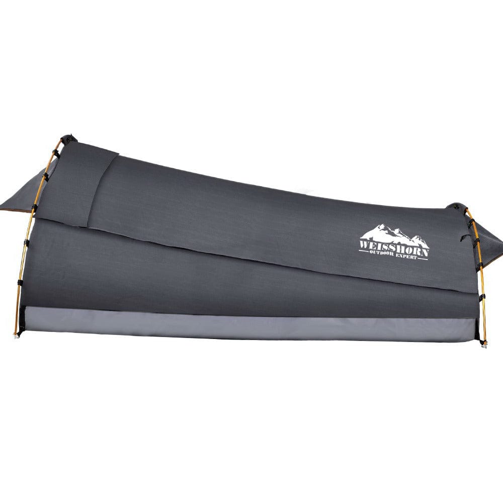 Weisshorn Outdoor Recreation > Camping > Tents Weisshorn Double Swag Camping Swags Deluxe Canvas Tent Dark Grey