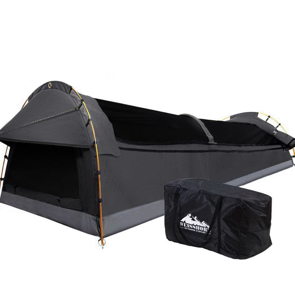 Weisshorn Outdoor Recreation > Camping > Tents Weisshorn Double Swag Camping Swags Deluxe Canvas Tent Dark Grey