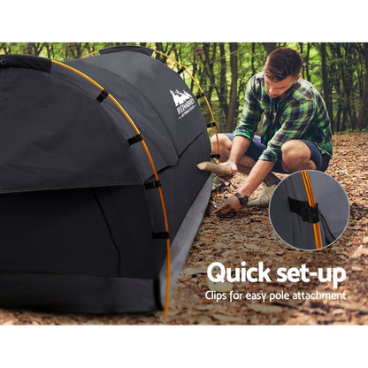 Weisshorn Outdoor Recreation > Camping > Tents Weisshorn Double Swag Camping Swags Deluxe Canvas Tent Dark Grey