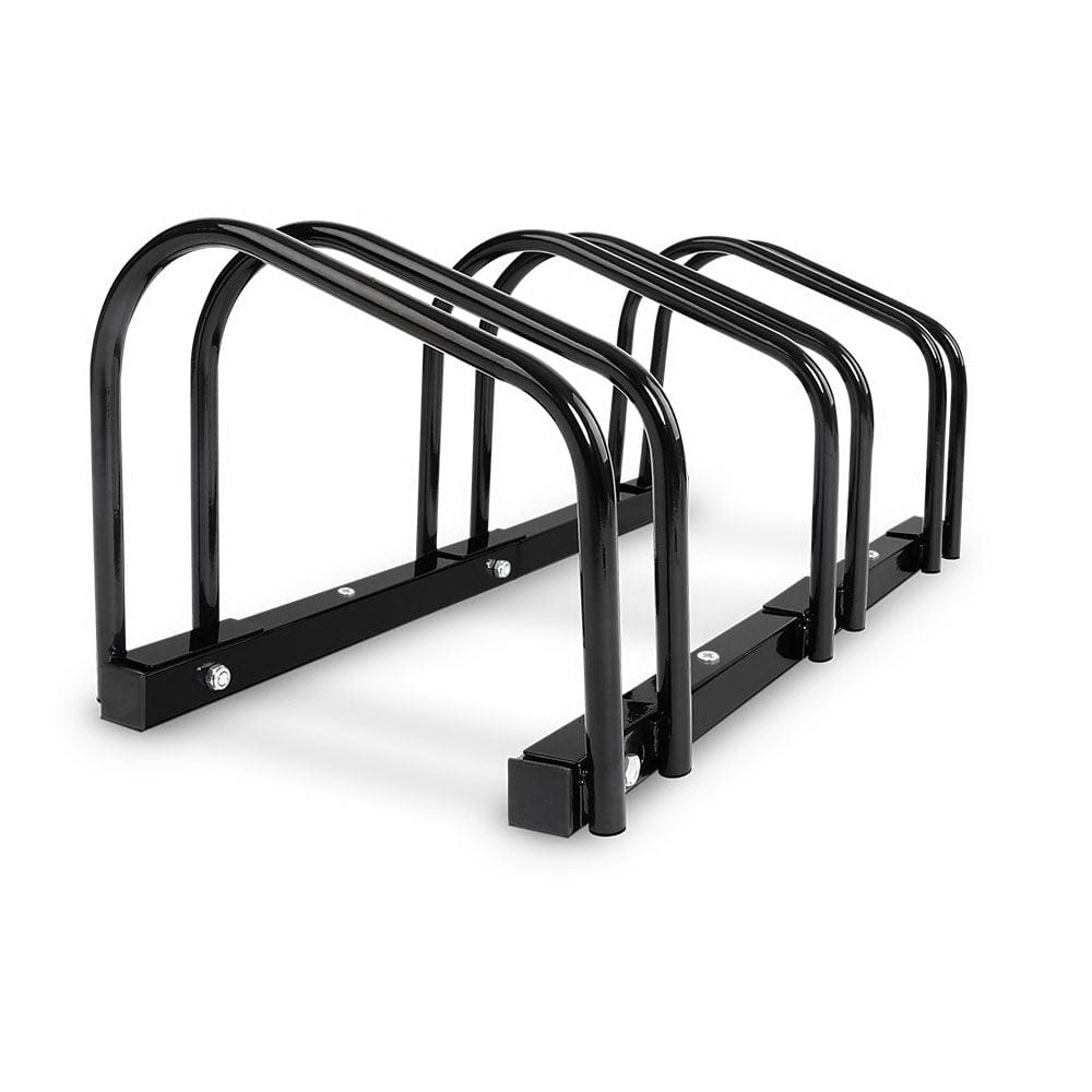Weisshorn Sports & Fitness > Bikes & Accessories > Bicycle Stands & Storage Weisshorn 3 Bike Stand Rack Bicycle Storage Floor Parking Holder Cycling Black