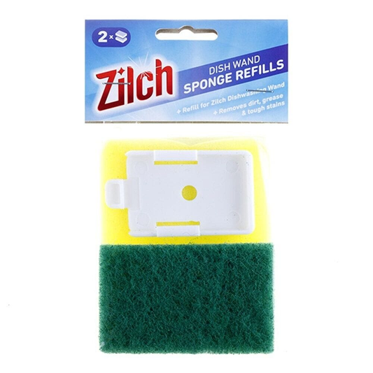 Zilch 2 Pack Dishwashing Wand Refill Sponge Refills Dish Wash Replacement Brush Head