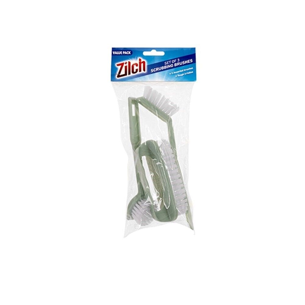 Zilch Brushes Green 3x Dish Washing Tool Kitchen Cleaning Hand Cleaner Scrubber Brush Compact