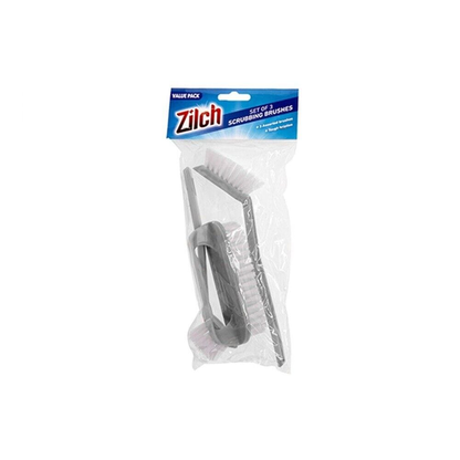 Zilch Brushes Grey 3x Dish Washing Tool Kitchen Cleaning Hand Cleaner Scrubber Brush Compact